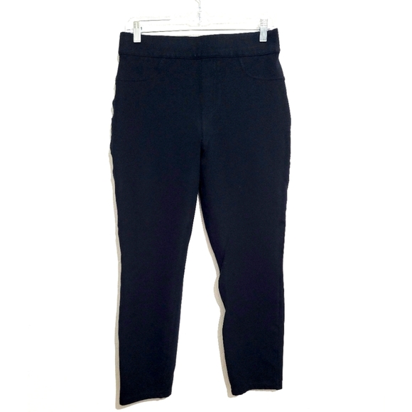 Spanx Black Slimming Pull-On Pants/jeggin Women’s Size Large Stretch Rayon Blend - Picture 1 of 11